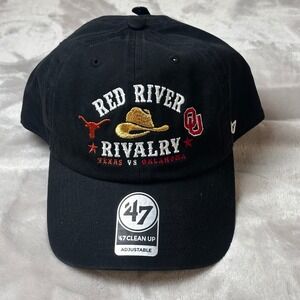 47 Brand Hat Red River Rivalry Texas OU Clean Up Adjustable Football Mens NEW